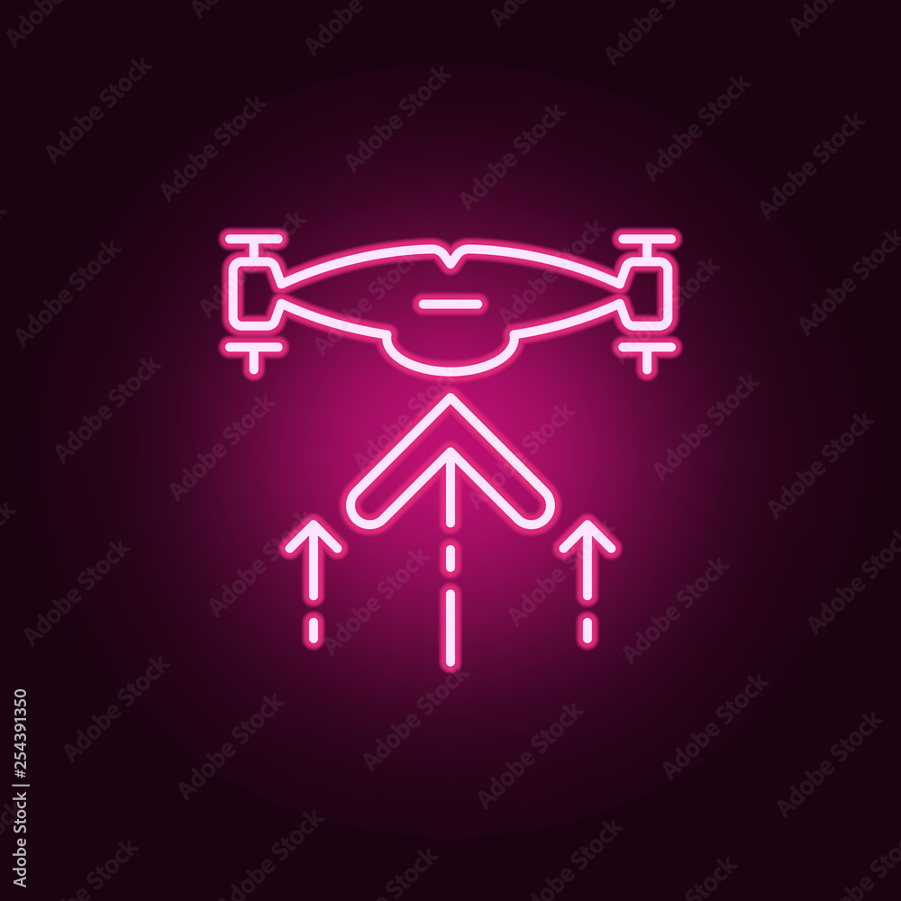 drone rises icon. Elements of Drones in neon style icons. Simple icon for websites, web design, mobile app, info graphics drone rises icon. Elements of Drones in neon style icons. Simple icon for websites, web design, mobile app, info graphics