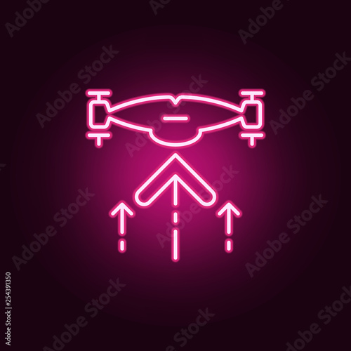 drone rises icon. Elements of Drones in neon style icons. Simple icon for websites, web design, mobile app, info graphics