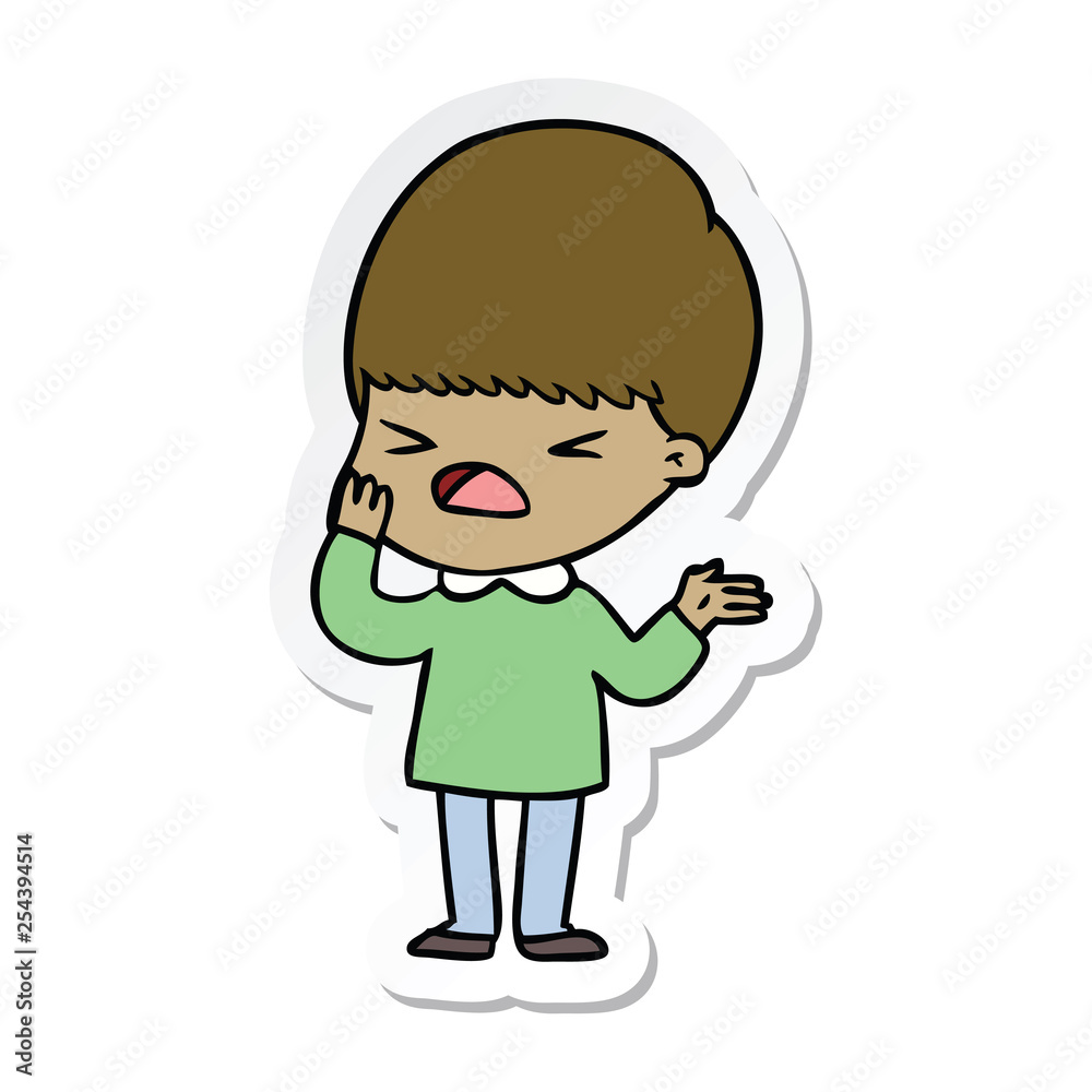 sticker of a cartoon stressed man