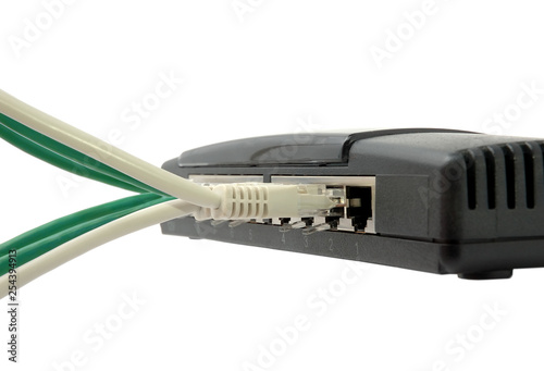 Internet hub with rj45 cables - isolated photo