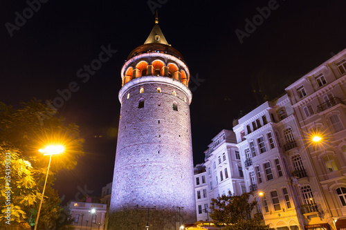 Night view of Galata Tower