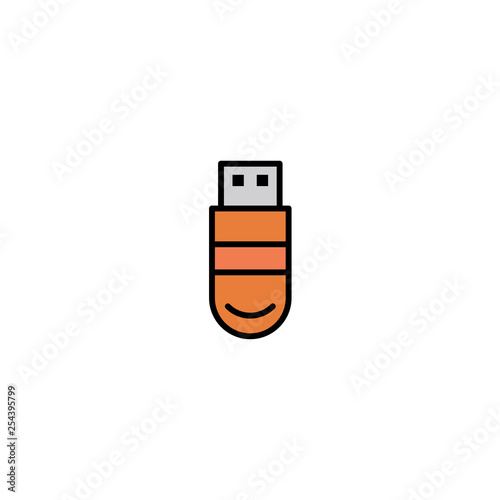 Pen drive flat vector icon sign symbol