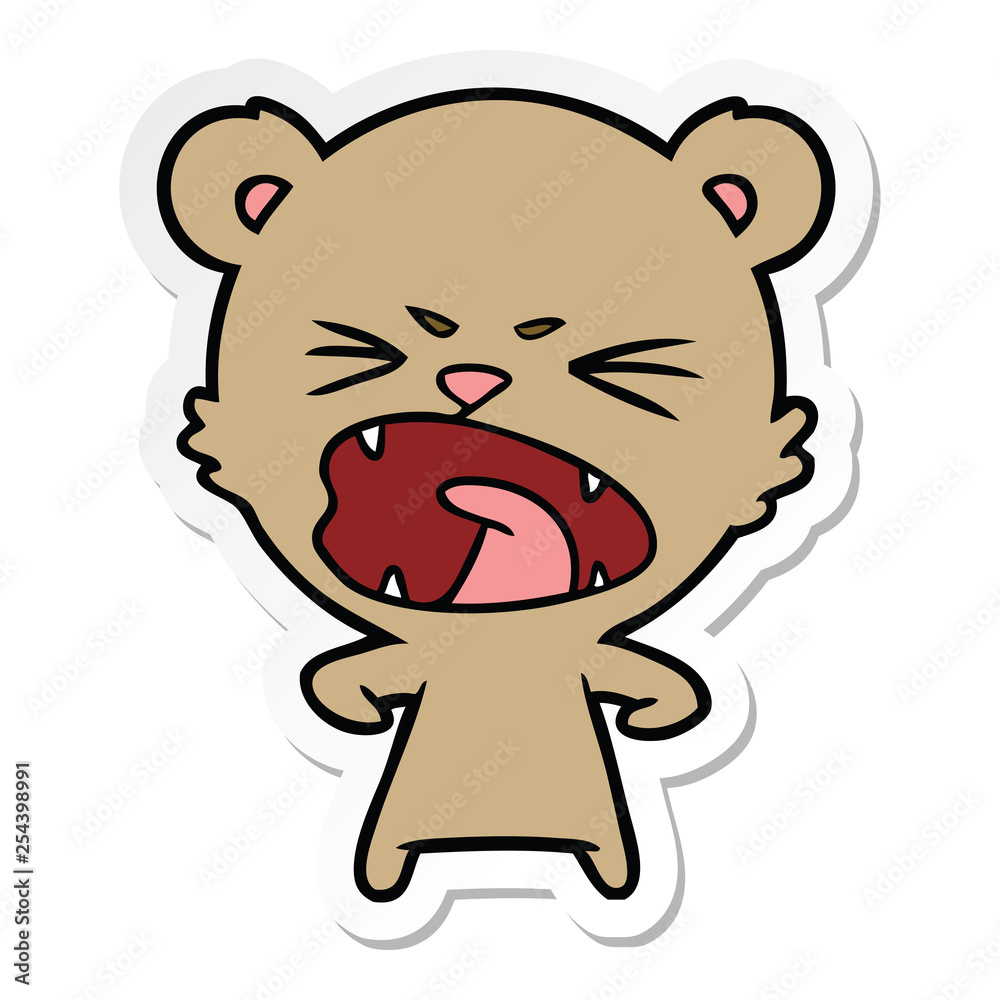 Obraz premium sticker of a angry cartoon bear