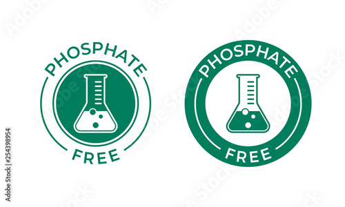 Phosphate free vector icon. Vector chemical test tube seal, phosphate free product warranty seal