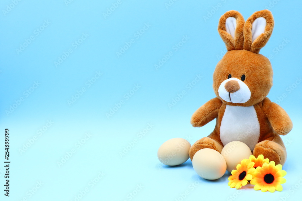Funny Easter Composition with Teddy Bunny Funny Easter Composition with Teddy Bunny
