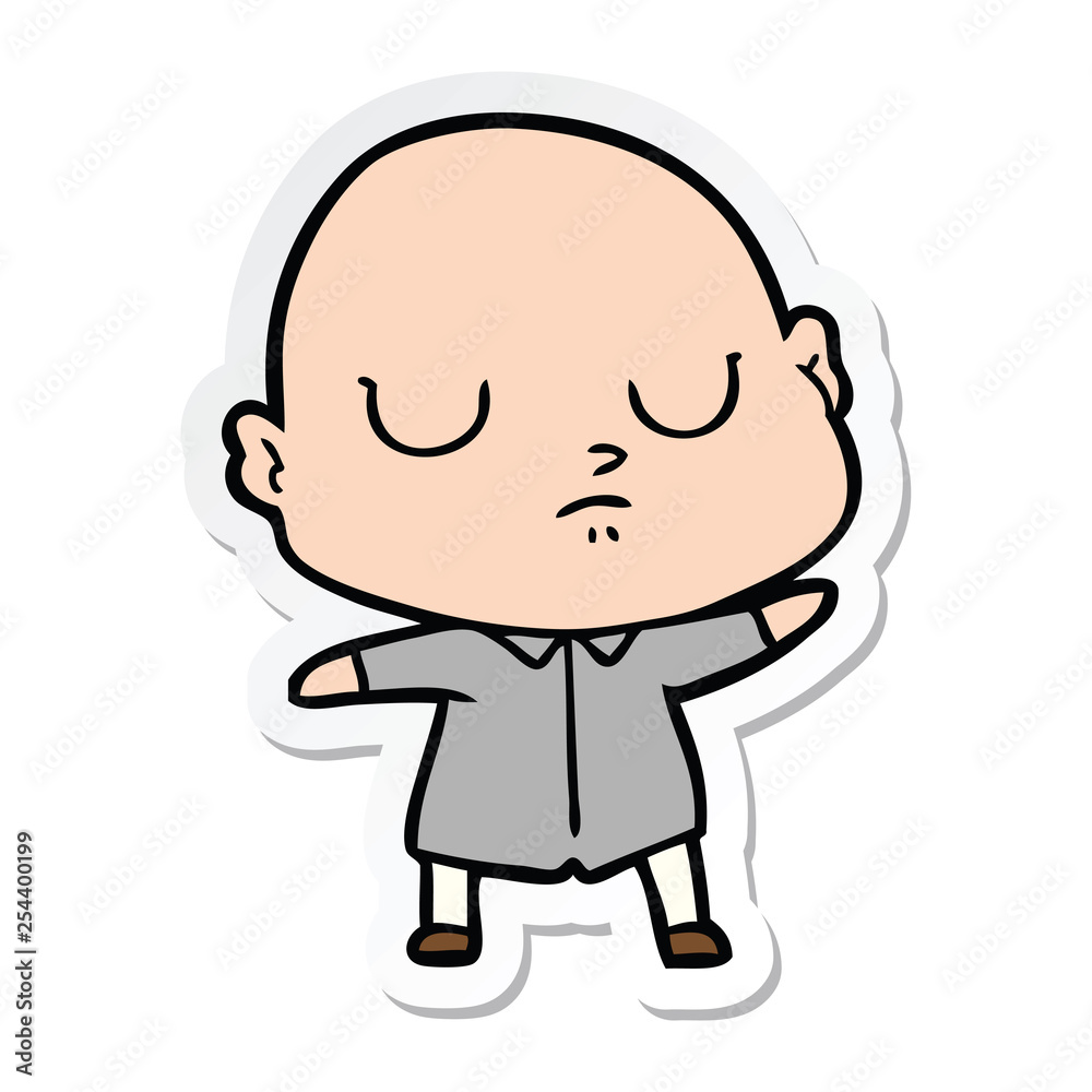 sticker of a cartoon bald man