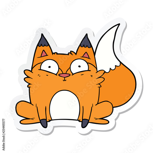 sticker of a cartoon startled fox