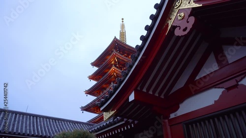 Five Floor Pagoda at SensoJi Temple at Dawn in Asakusa, Tokyo