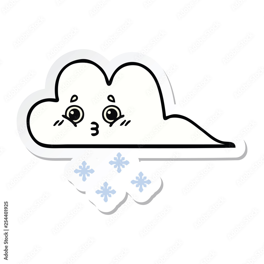 sticker of a cute cartoon snow cloud sticker of a cute cartoon snow cloud