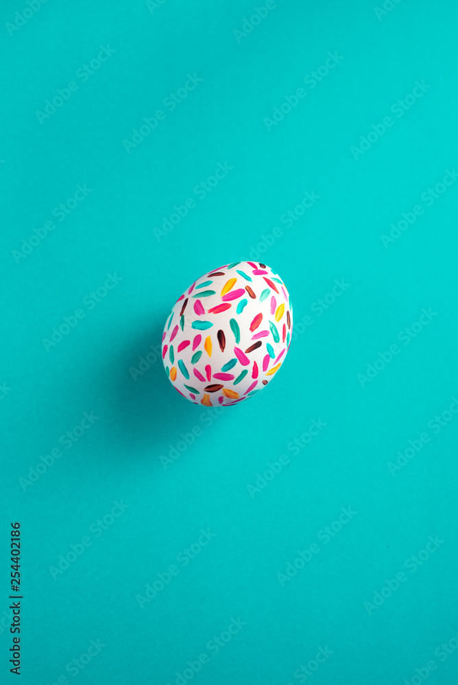 Funny multicolored easter eggs hand painted in blue background. Funny multicolored easter eggs hand painted in blue background.