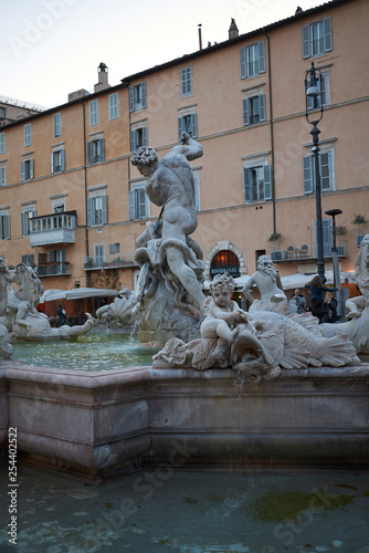 Roma, Italy - February 05, 2019 : View of Fontana del Moro