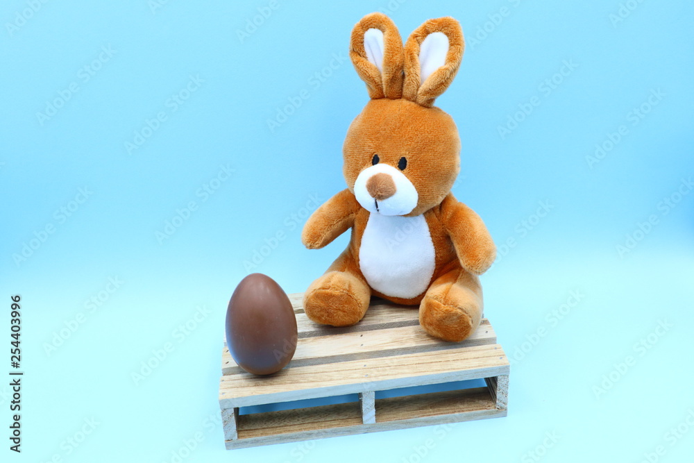 Fototapeta premium Funny Easter Composition with Teddy Bunny