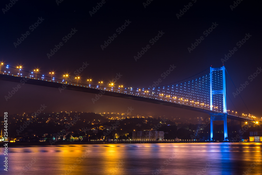 Nightview of Bosphorus Bridge from Ortaköy Mosque Area