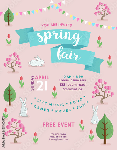 Spring fair announcing poster template.
