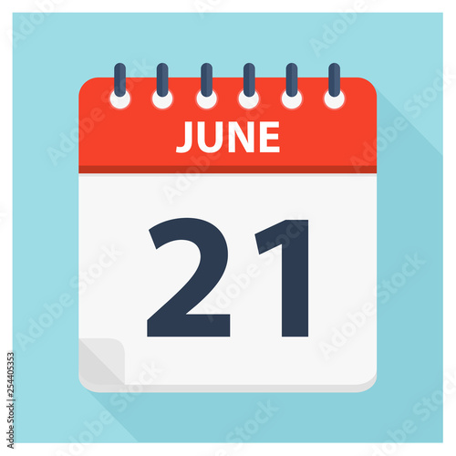 June 21 - Calendar Icon - Calendar design template