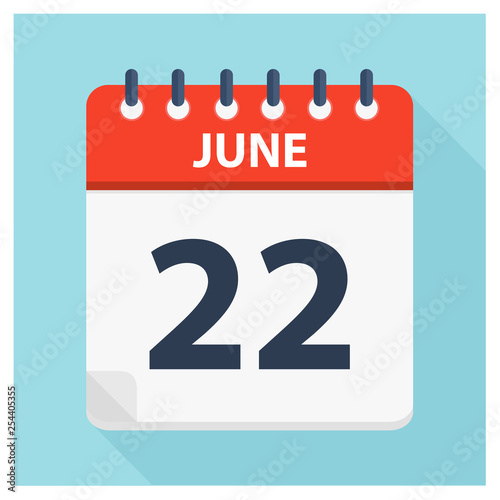 June 22 - Calendar Icon - Calendar design template