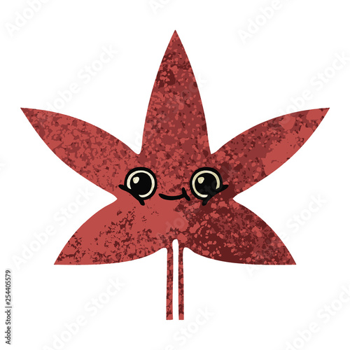 retro illustration style cartoon autumnal leaf