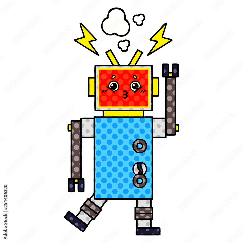 comic book style cartoon robot malfunction Stock Vector | Adobe Stock