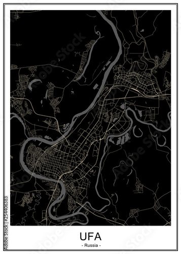 map of the city of Ufa, Russia