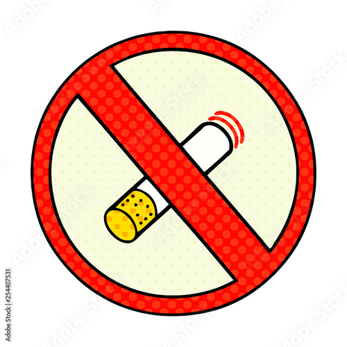 comic book style cartoon no smoking allowed sign