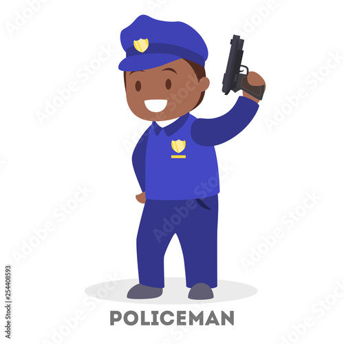 Child in uniform play as police officer