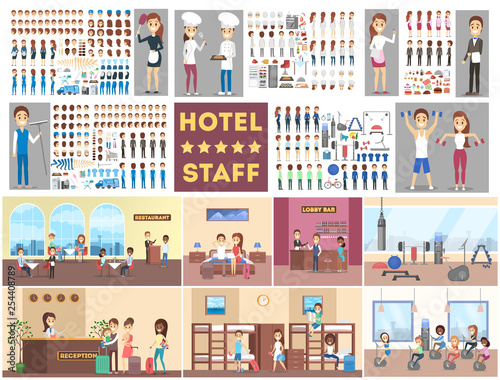 Hotel building interior. Restaurant and reception, room