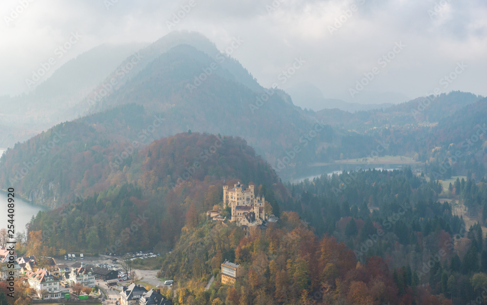 Hohenschwangau Castle with Autumn colors, Fussen, Germany