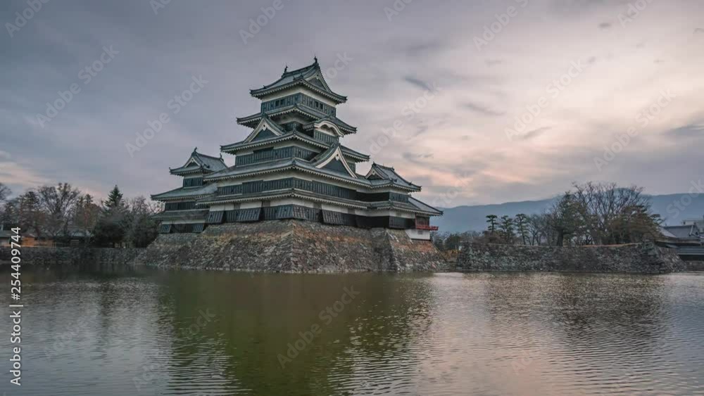 Night to day time lapse at Matsumoto Castle in Japan Night to day time lapse at Matsumoto Castle in Japan