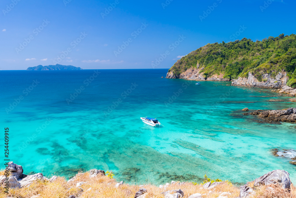 Tropical white sand beach Aerial