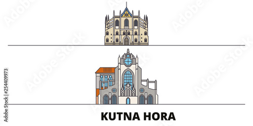 Czech Republic, Kutna Hora flat landmarks vector illustration. Czech Republic, Kutna Hora line city with famous travel sights, design skyline. 