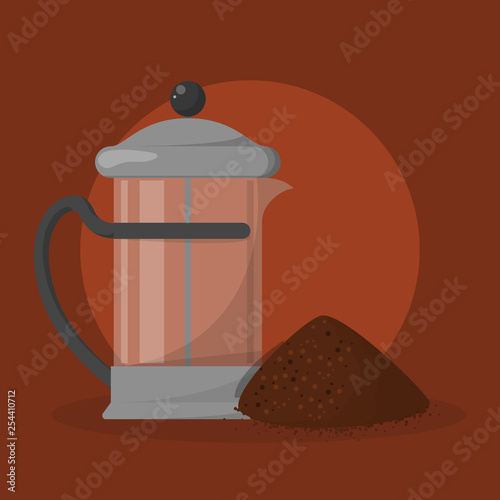 Empty french press made of glass. Kitchen utensil