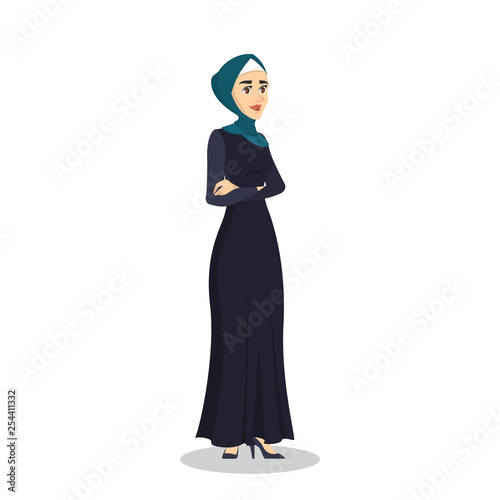 Arab business woman. Lady in a hijab standing