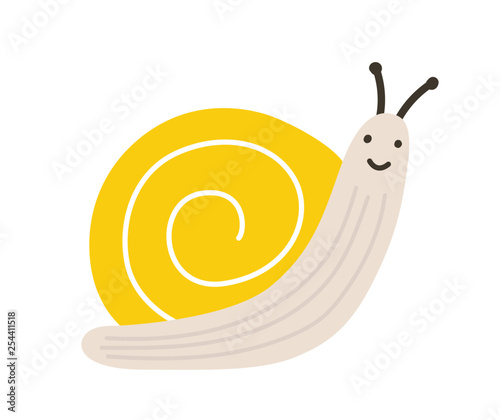Adorable little smiling snail