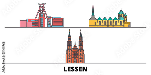 Germany, Lessen flat landmarks vector illustration. Germany, Lessen line city with famous travel sights, design skyline. 
