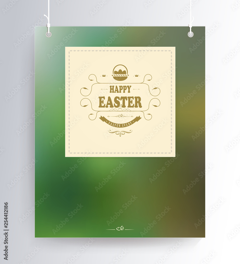Easter composition of a green shade with a silhouette of a square frame on pendants,