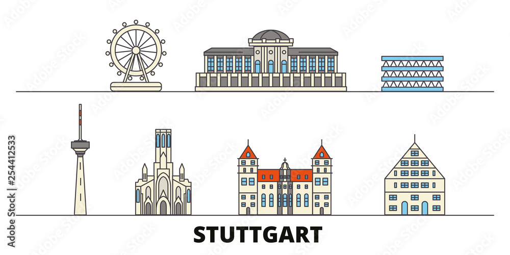 Germany, Stuttgart flat landmarks vector illustration. Germany ...