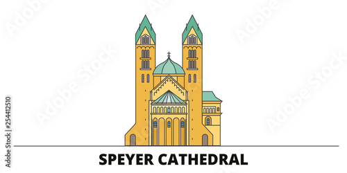 Germany, Speyer flat landmarks vector illustration. Germany, Speyer line city with famous travel sights, design skyline. 