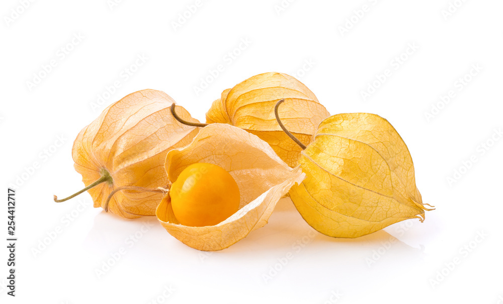 Cape Gooseberry isolated on white background. top view Cape Gooseberry isolated on white background. top view