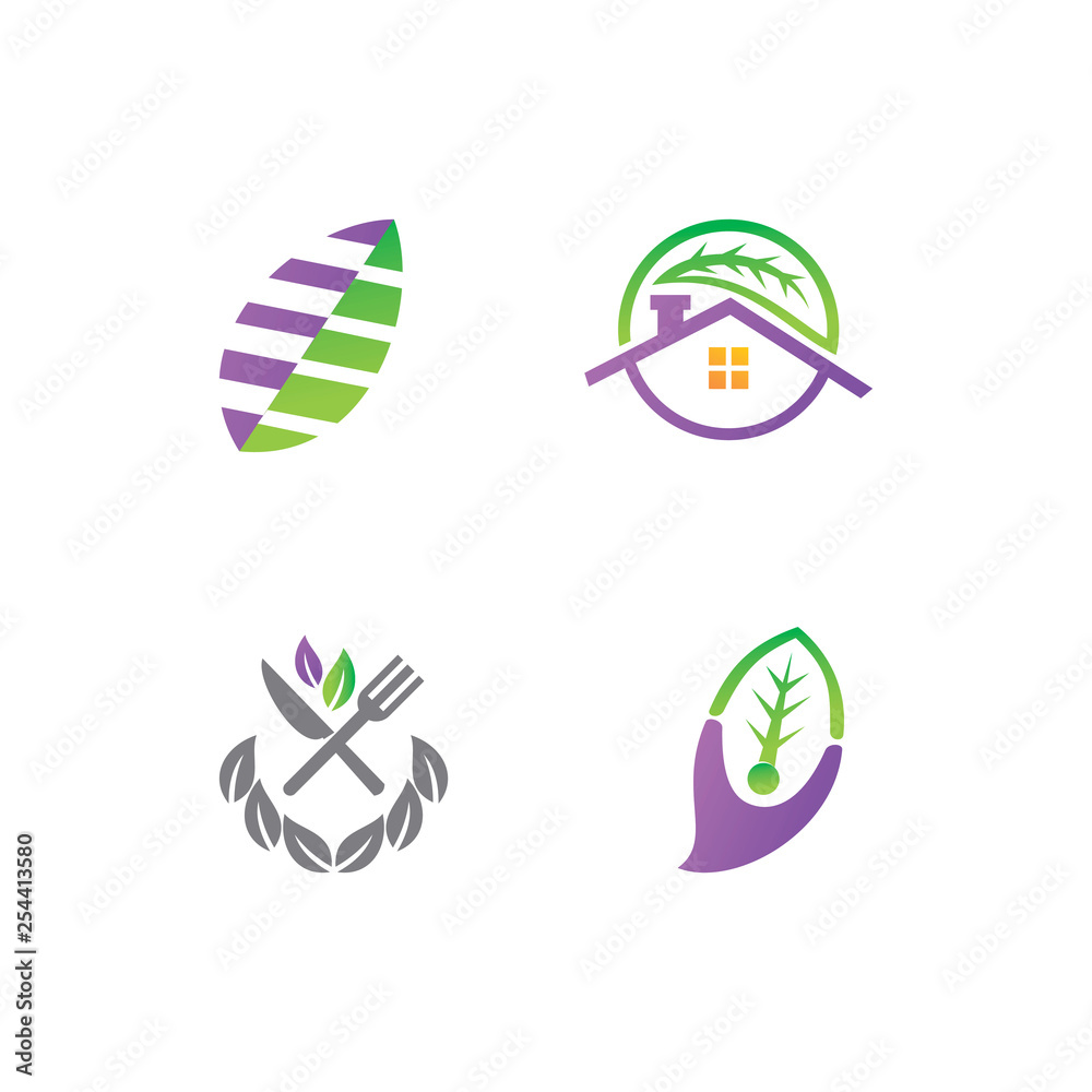 Obraz premium Leaf Logo Design Vector Template Set