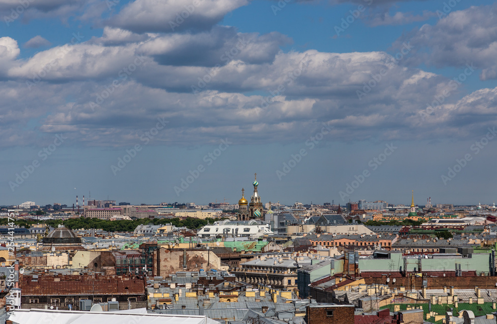 Roofs of residential buildings and attractions in the center of St. Petersburg. Russia.
