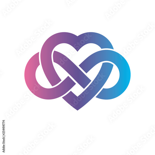 Eternal Love conceptual sign, vector symbol created with infinity loop sign and heart.