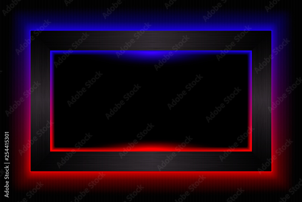 Dark rectangular frame with a neon glow. Dark rectangular frame with a neon glow.