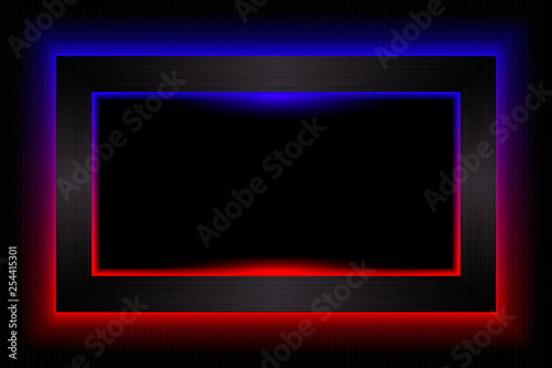 Dark rectangular frame with a neon glow.