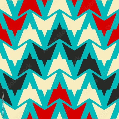 Bright seamless pattern with alternate geometric elements.