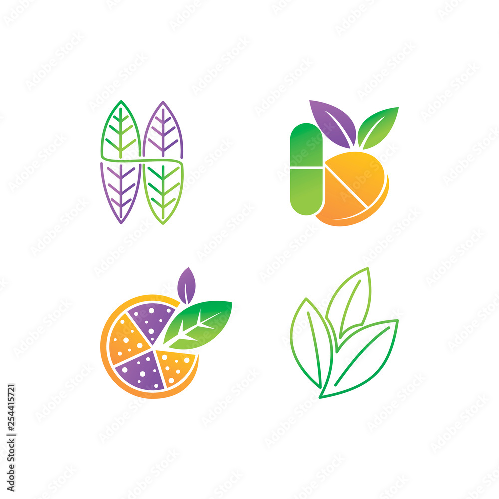 Fototapeta premium Leaf Logo Design Vector Template Set