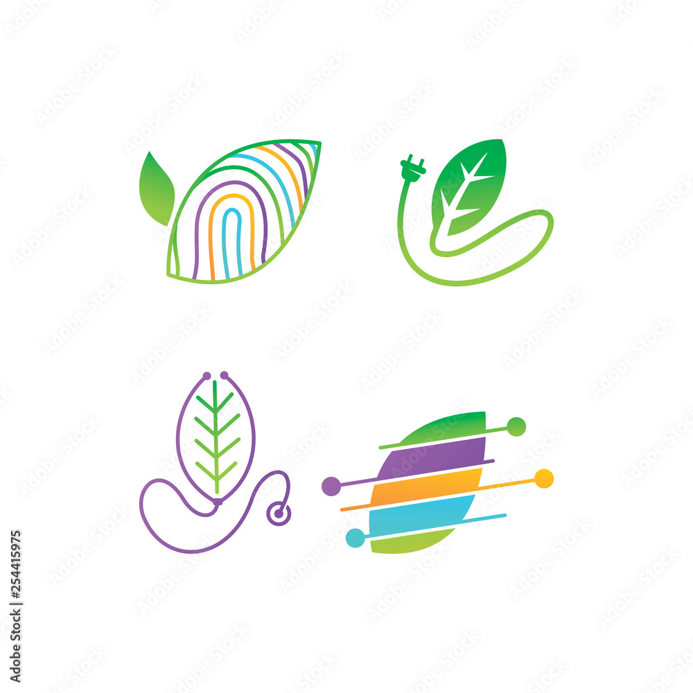 Fototapeta premium Leaf Logo Design Vector Template Set