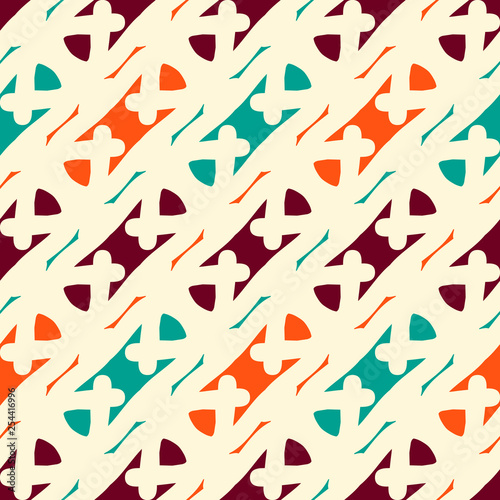 Bright seamless geometric pattern with alternate colorful elements.