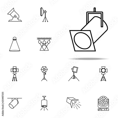 ceiling light for the stage icon. Spotlight icons universal set for web and mobile