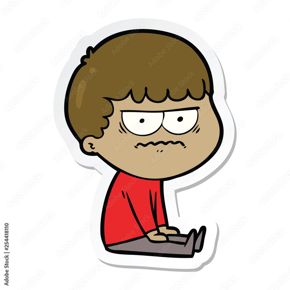 sticker of a cartoon annoyed man