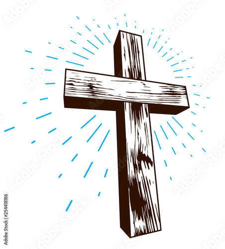 Christian cross vector religion logo or tattoo.